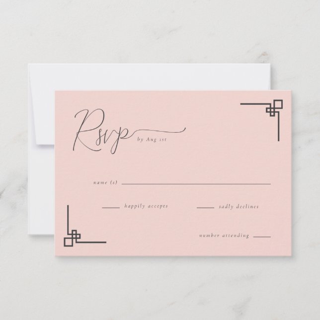Elegant Pink Geometric RSVP (Frente)