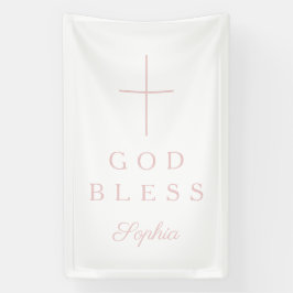 Elegant Pink Religious Cross Girl God Bless