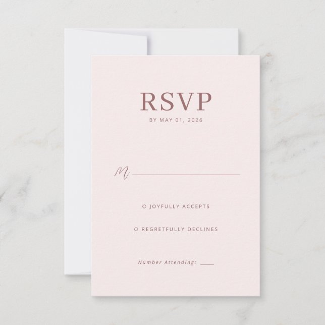 Elegant Pink RSVP Card (Frente)