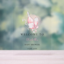 Elegant Pink Watercolor Modern Baby Shower