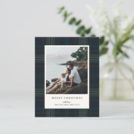 Elegant Plaid Photo Budget Christmas Card