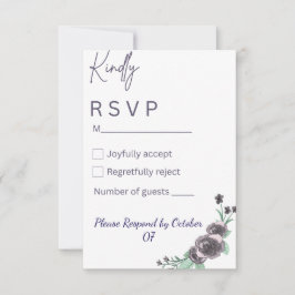 Elegant purple & black watercolor RSVP Card