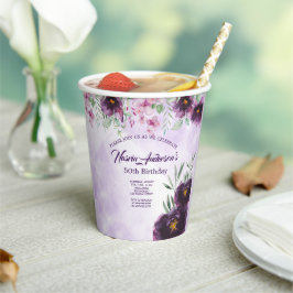 Elegant Purple Floral Birthday Invitation