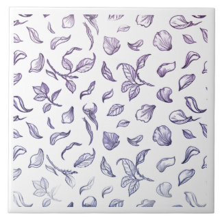 Elegant Purple Rose Petal Pattern Ceramic Tile - 