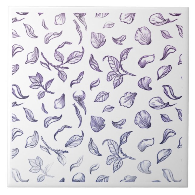 Elegant Purple Rose Petal Pattern Ceramic Tile -  (Frente)