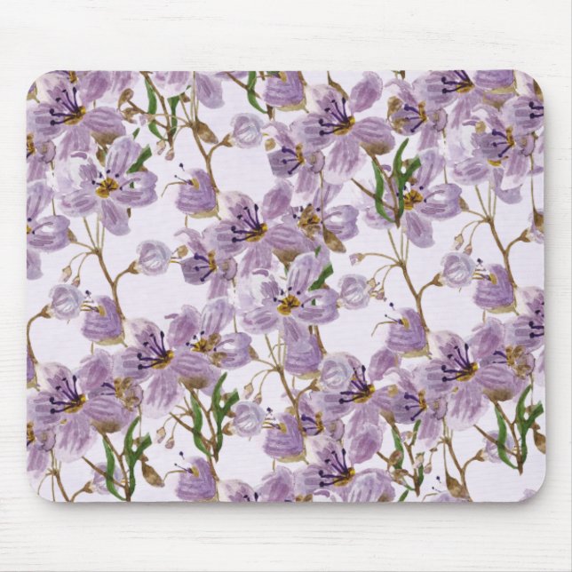 Elegant Purple Watercolor Floral Mouse Pad (Frente)