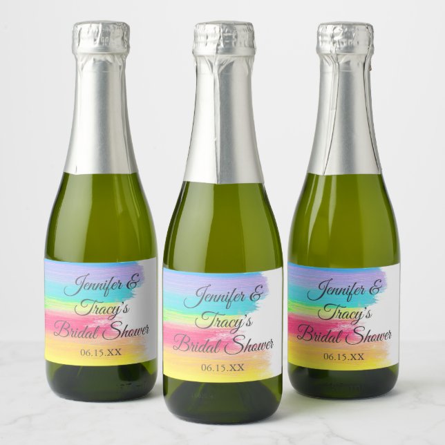 Elegant Rainbow Personalized Bridal Shower Mini (Garrafas)