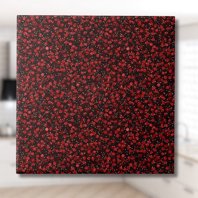 Elegant Red Confetti on Black Glitter Style (Criador carregado)