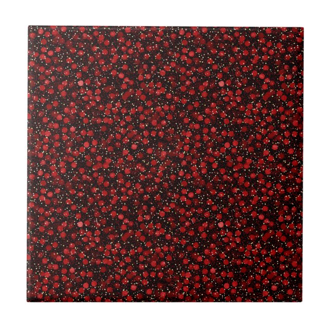 Elegant Red Confetti on Black Glitter Style (Frente)