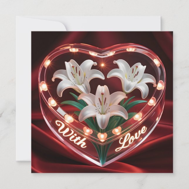 Elegant Romantic Lily Bouquet in Illuminated Heart (Frente)