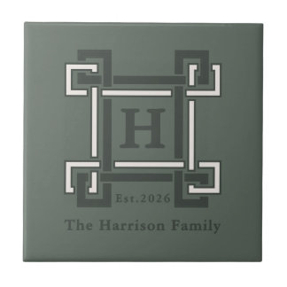 Elegant Rosemary Sage Geometric Monogram