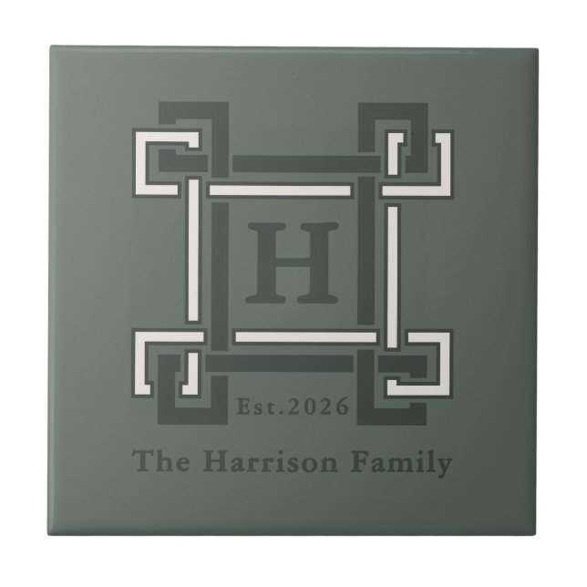 Elegant Rosemary Sage Geometric Monogram (Frente)