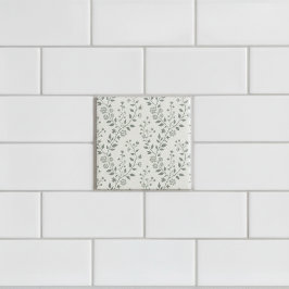 Elegant Sage Cream Minimalist Boho Floral Pattern