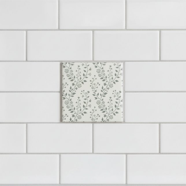 Elegant Sage Cream Minimalist Boho Floral Pattern (Criador carregado)