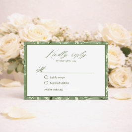 Elegant Sage Green Botanical Wedding RSVP Card