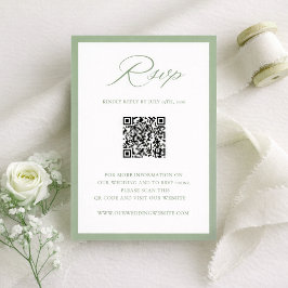 Elegant Sage Green Botanical Wedding RSVP Card
