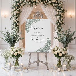 Elegant Sage Green Eucalyptus Wedding Welcome Sign