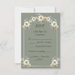 Elegant Sage Green Floral Wedding RSVP Card