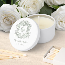 Elegant Sage Green Vintage Wedding Monogram Crest