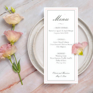 Elegant Sage Green Wedding Menu