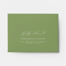 Elegant Sage Green Wedding RSVP Return