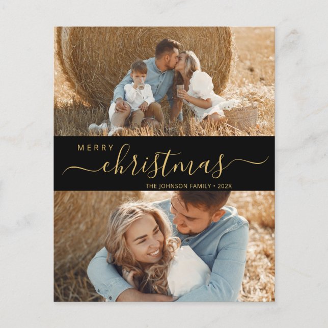 Elegant Script 2 Foto Colagem Panfleto de Natal (Frente)