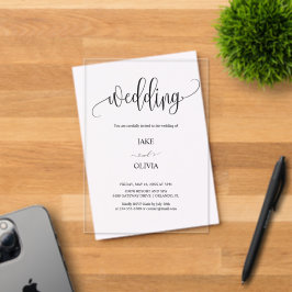 Elegant Script Clear Acrylic Wedding Invitation