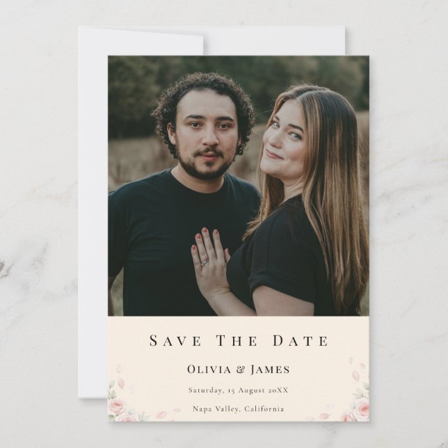 Elegant Script Photo Wedding Save the Date Invite  (Frente)