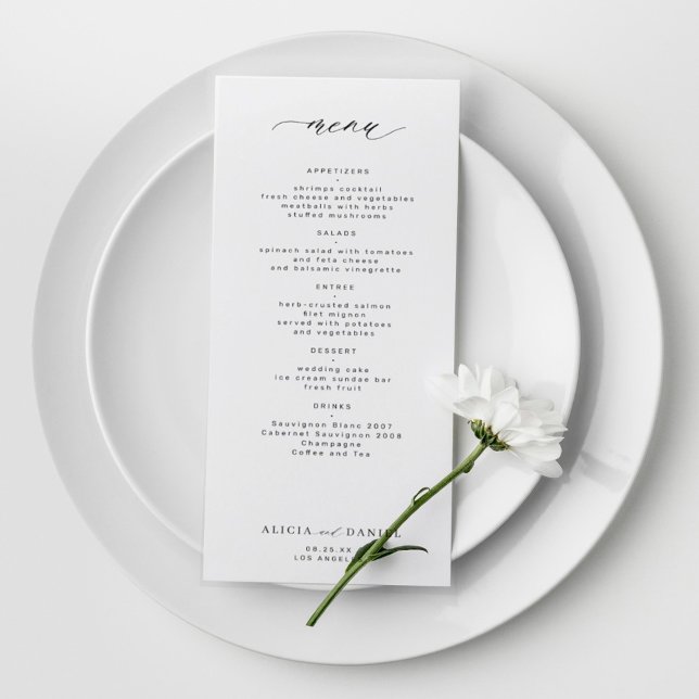 Elegant simple black and white wedding menu (Criador carregado)
