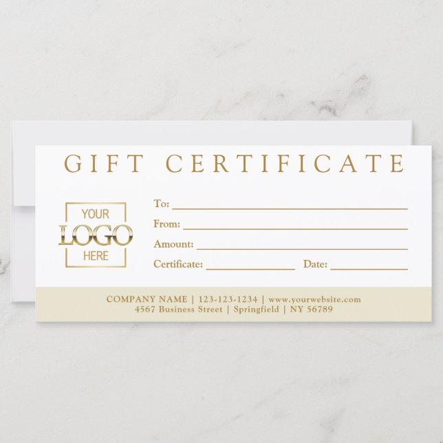 Elegant Simple Custom Business Gift Certificate (Frente)