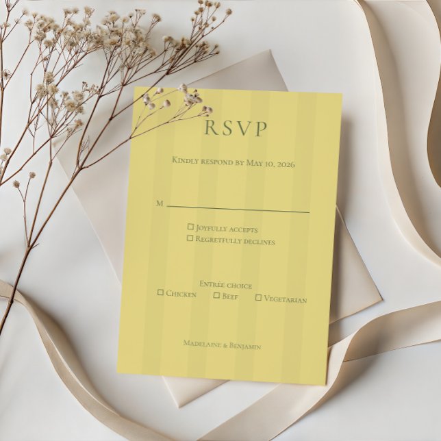 Elegant Soft Yellow Wedding RSVP Card (Criador carregado)