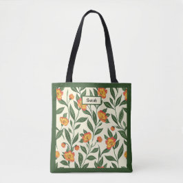 Elegant Stylish Cute Orange Botanical Floral Tote