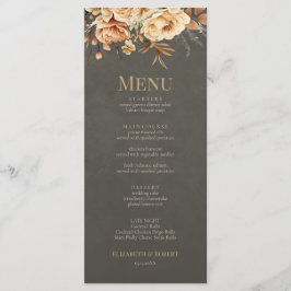 Elegant Taupe Floral Wedding Menu