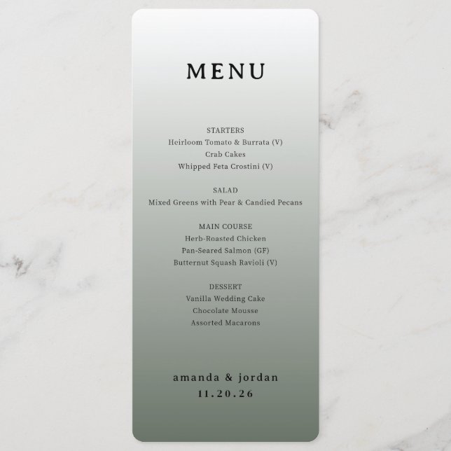 Elegant Taupe Wedding Menu (Frente)
