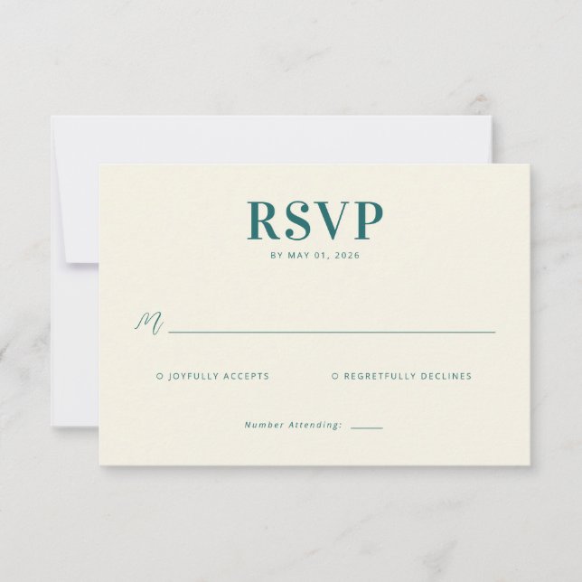 Elegant Teal RSVP Card (Frente)