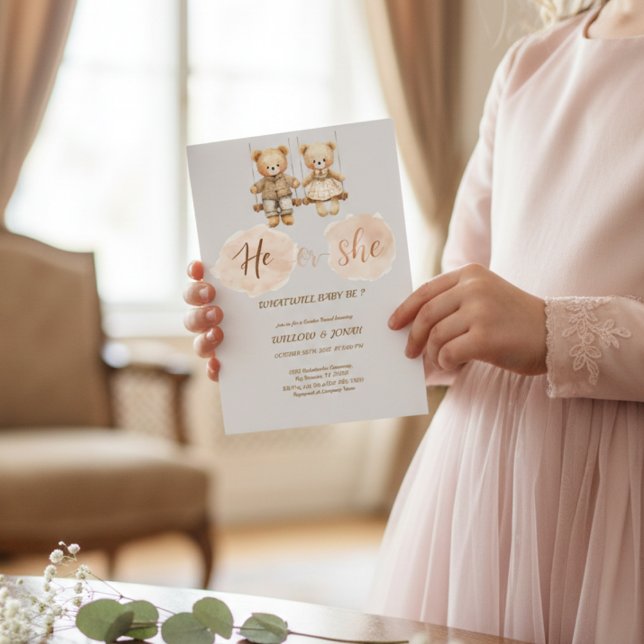 Elegant Teddy Bear "He or She" Gender Reveal  (Criador carregado)