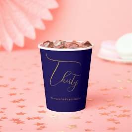 Elegant Thirty 30th Birthday Paper Cup – Navy Blue
