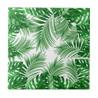 elegant Tropical green palm leaf pattern