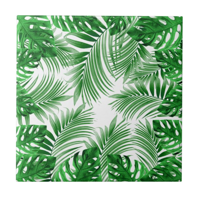 elegant Tropical green palm leaf pattern (Frente)