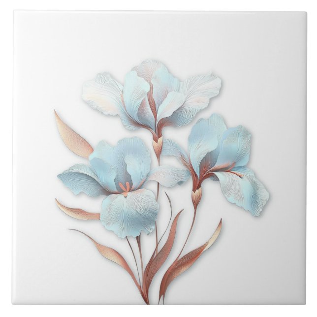 Elegant Turquoise Rose Gold Stylized Lilies (Frente)