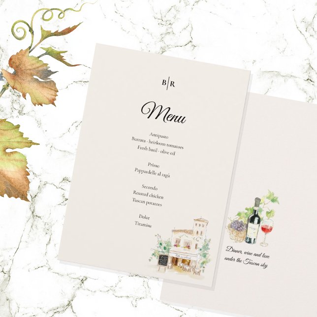 Elegant Tuscany Wedding Menu Italian Villa Dinner (Criador carregado)