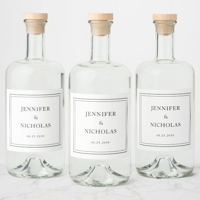 Elegant Typography Black And White Wedding (Garrafas)