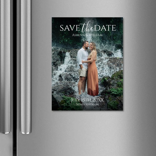 Elegant Typography Photo Save the Date Magnet Card (Criador carregado)