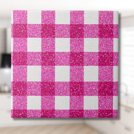Elegant Valentine Pink Glitter Tartan on White