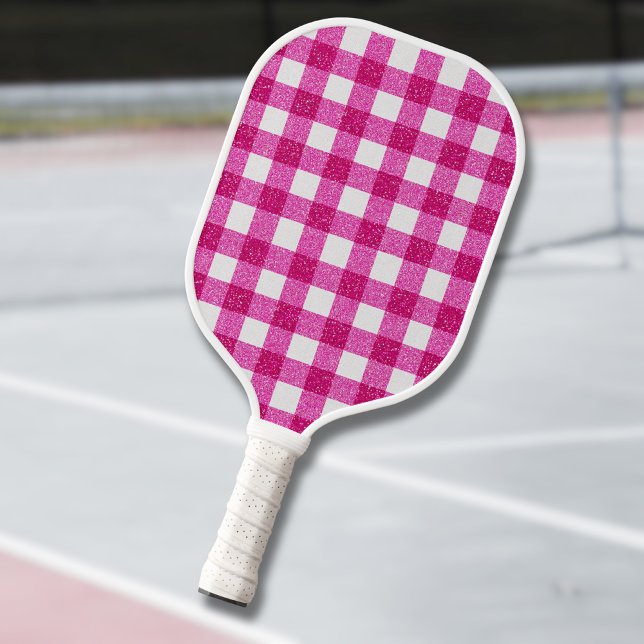 Elegant Valentine Pink Glitter Tartan on White (Criador carregado)