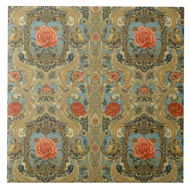 Elegant Vintage Nouveau Floral Birds (Frente)