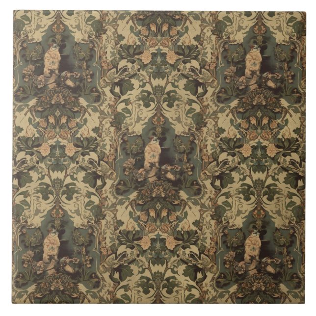 Elegant Vintage Nouveau Floral Birds (Frente)