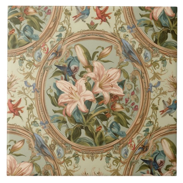 Elegant Vintage Nouveau Floral Birds (Frente)