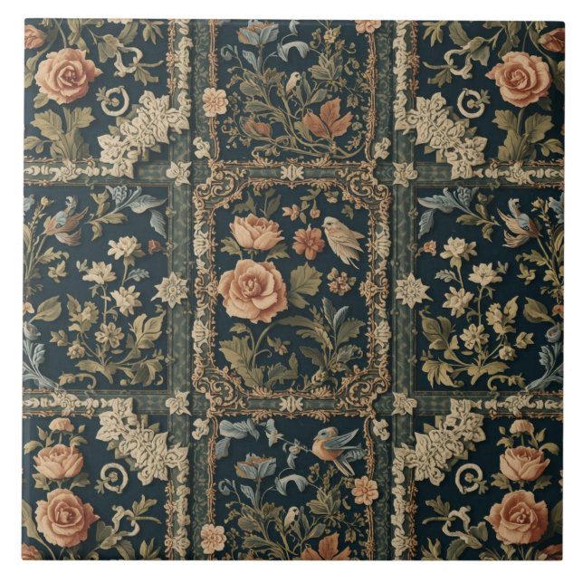 Elegant Vintage Nouveau Floral Birds (Frente)