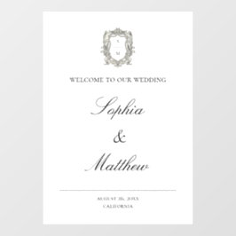 Elegant Vintage Wedding Welcome Sign Window Cling